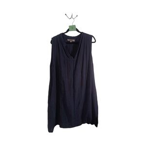 FLAXbrand Size Large dress #7 100% Lithuanian flax above the knee subtly striped